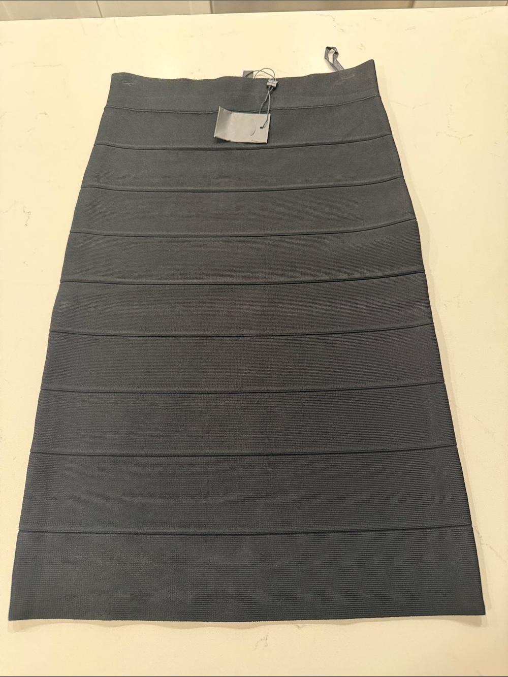 BCBG Charcoal Black Horizontal Bandage Pencil Skirt